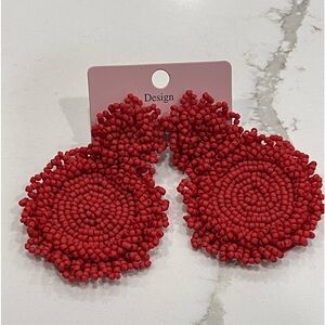 NEW RED BEADED EARRINGS